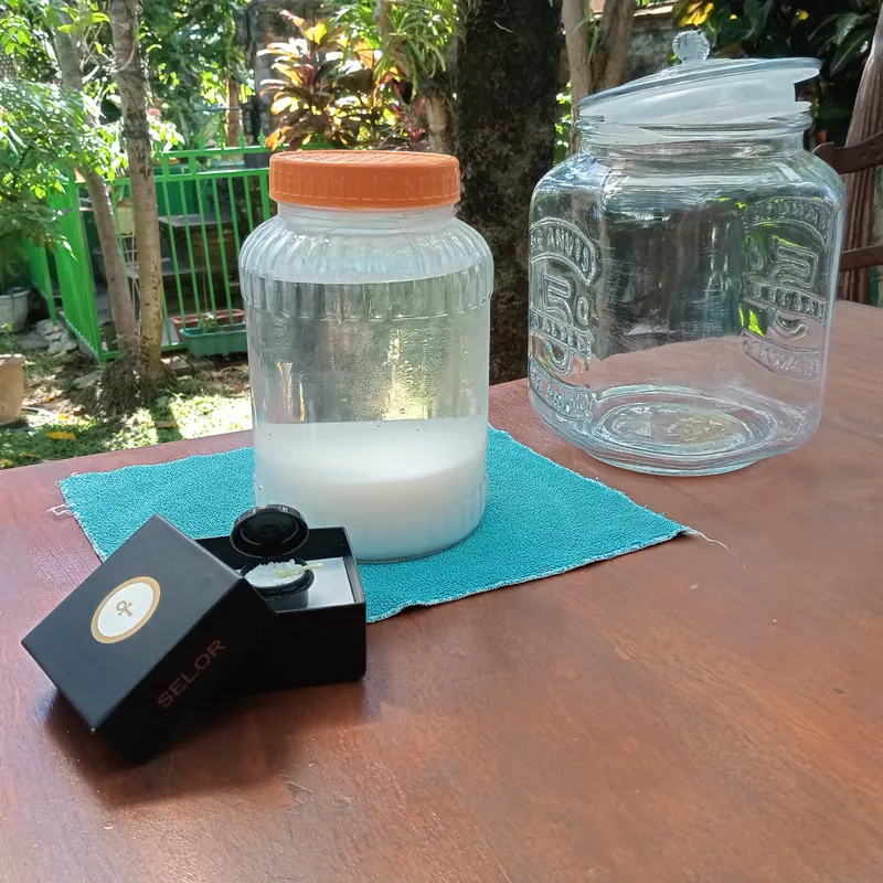 Jars of ORMUS water prepared from the SELOR crystal box